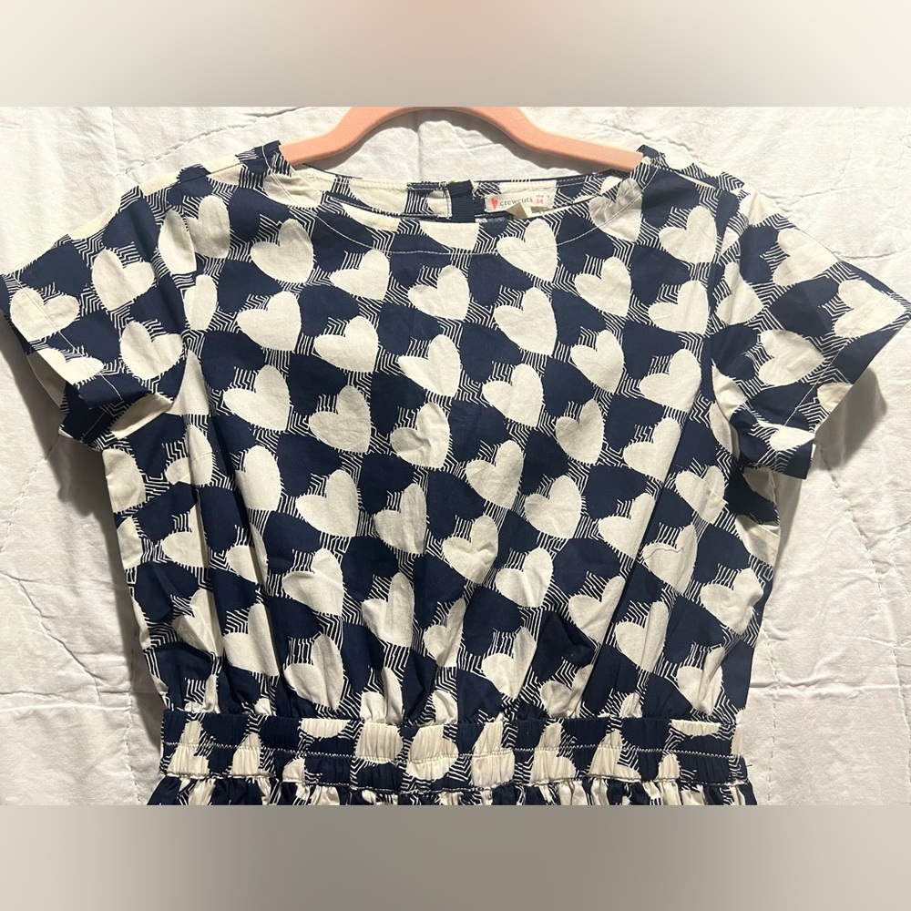 J. Crew Crewcuts Heart Print Girls Lined Dress Rare holiday dress up Sz:14 - Picture 3 of 10